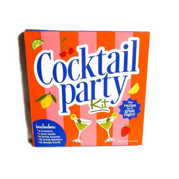 The Clever Factory Cocktail Party Kit Host Guide Drink Recipes Coasters - Picture 1 of 2